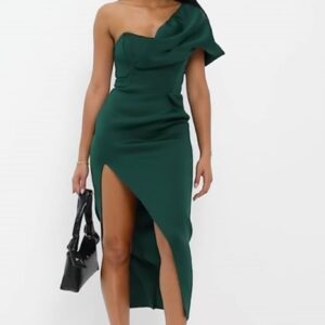 Rochie dama eleganta pe corp, culoare verde, marime XS