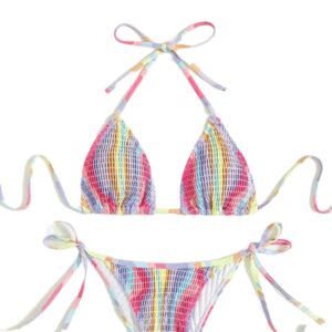 Costum de baie dama,Doua Piese, Colorat, Lejer, Decolteu in V model 202