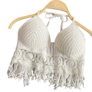 Top dama tricotat, fara umeri, culoare Alb, marime Universala, model 222