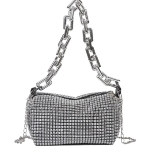 Geanta dama cu strasuri si sclipici, culoare Argintiu,  model 209