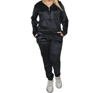 Trening dama catifea cu fermoar si maneca lunga, culoare negru, model 234