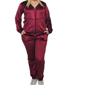 Trening dama catifea cu fermoar si maneca lunga, culoare visiniu, model 236
