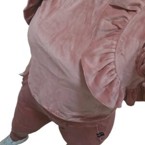 Trening dama catifea cu volane, maneca lunga, culoare roz, model 242