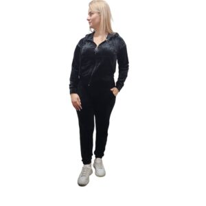 Trening dama Catifea Soft cu fermoar si maneca lunga, culoare Negru, model 251